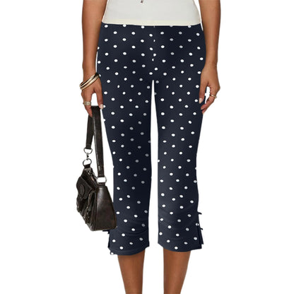 Pantalon Capri pour femmes, couleur unie, décor avec nœud, pantalon court décontracté, extensible, Leggings courts, été