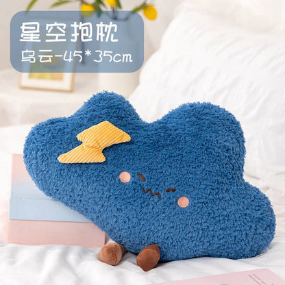 Oreiller ciel étoilé doux, mignon arc-en-ciel, lune, étoile, en peluche, créatif, nuage de soleil, coussin compagnon de sommeil, décoration de maison