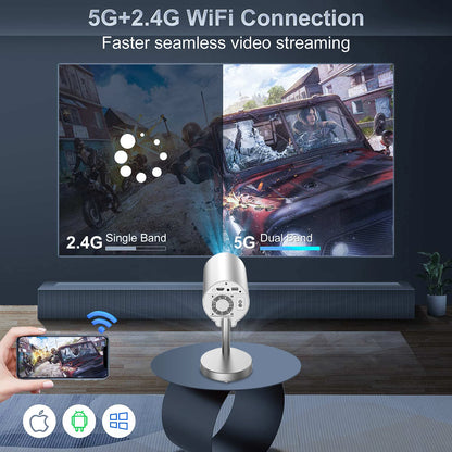 Salange X5 projecteur intelligent 1080P Android13 Wifi Support 4K faible bruit Portable Support caché projecteur pour maison chambre extérieur