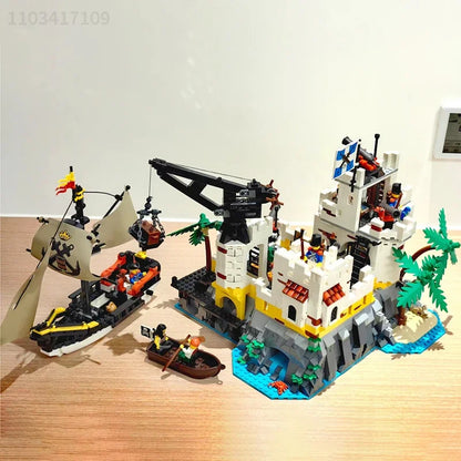 Décennie s de construction modulaires de la série Pirates médiévaux, briques de bricolage, réfrigérant Eldorado, baie de Barracuda, cadeaux jouets, 7,5, 2509 pièces, 10320
