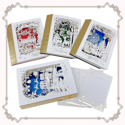 Carte de vœux de noël 3D, enveloppe de bénédiction, bricolage, cadeau de réveillon de noël, décoration d'élan, carte postale d'invitation de noël, fournitures de noël