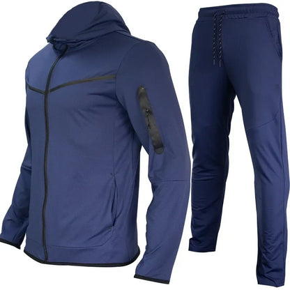 Manteau de sport pour hommes printemps et automne nouvelle taille européenne vêtements de sport pantalon à capuche ensemble décontracté survêtement hommes
