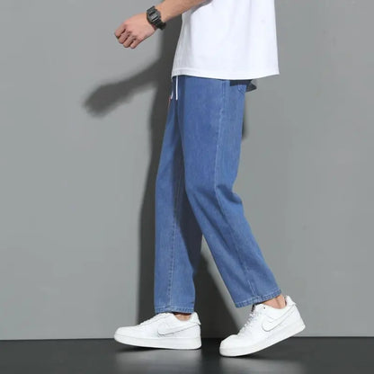 Jean de dehors Coréen pour Homme, Pantalon Droit Décontracté, Couleur Unie, Taille artificiel astique, Proximité, Poches Wstring, Polyvalent, Jambes Larges