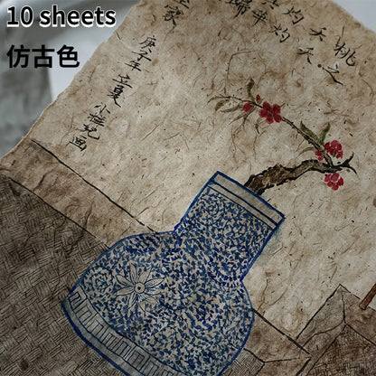 Yaozhai papier de coton fait à la main papier de mûrier rétro papier brut Xuan peinture à moitié mûre papier de calligraphie Yunlong Fiber papier de riz