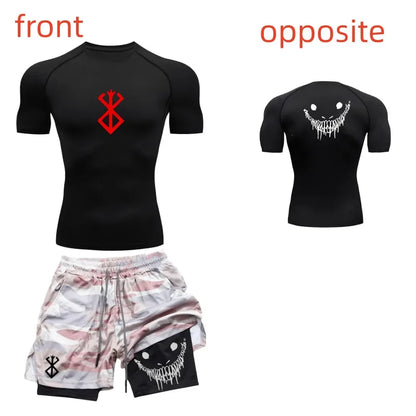 Ensemble de fitness décontracté à la mode pour hommes, vêtements de sport à séchage rapide, shorts + chemise, ensemble 2 pièces, course à pied, entraînement, été