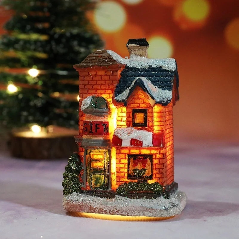Nouvelles décorations de noël en résine, petite maison, Micro paysage, petits ornements, cadeaux de noël