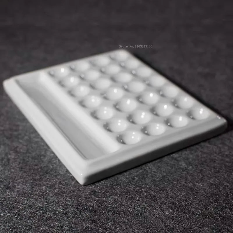 Palette de couleurs en céramique blanc pur à 28 trous, carrée et facile à nettoyer, peinture chinoise/aquarelle/palette, outil de peinture artistique pour étudiants