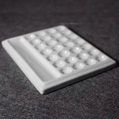 Palette de couleurs en céramique blanc pur à 28 trous, carrée et facile à nettoyer, peinture chinoise/aquarelle/palette, outil de peinture artistique pour étudiants