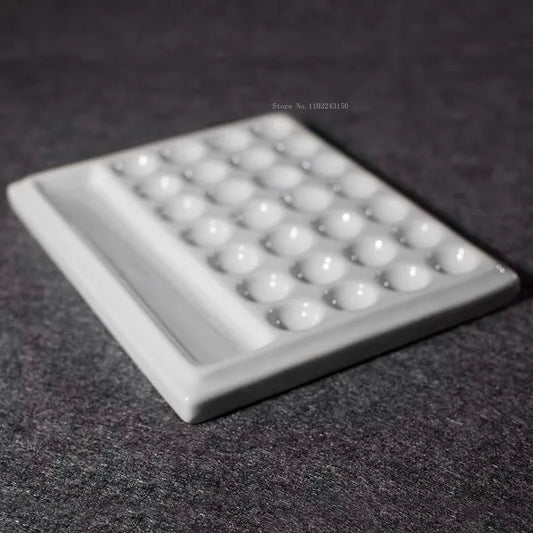 Palette de couleurs en céramique blanc pur à 28 trous, carrée et facile à nettoyer, peinture chinoise/aquarelle/palette, outil de peinture artistique pour étudiants