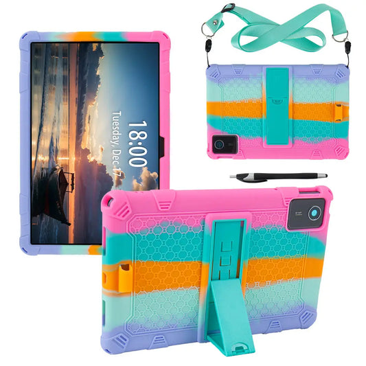 Étui souple pour Lenovo Tab M11 TB330FU TB331David, support de déclinaison en silicone pour Lenovo Xiaoxin Pad 2024 11 pouces avec stylet tactile à sangle
