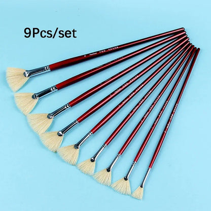 Pinceau en éventail à poils, 1 pièce/9 pièces,