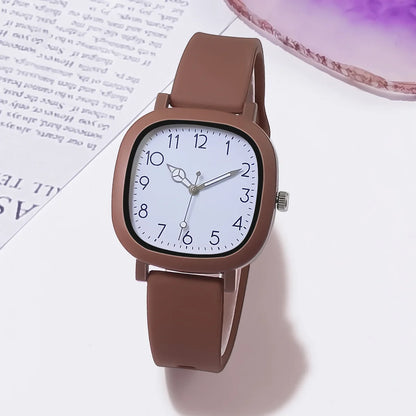 Montre à quartz avec bracelet en silicone, boîtier carré, schème de couleurs MSI,