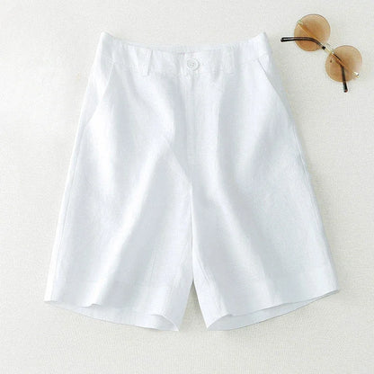 Style coréen pour l'été femmes Shorts lin demi genou longueur mi large femme pantalons courts Bermuda offre esthétique chaud Streetwear