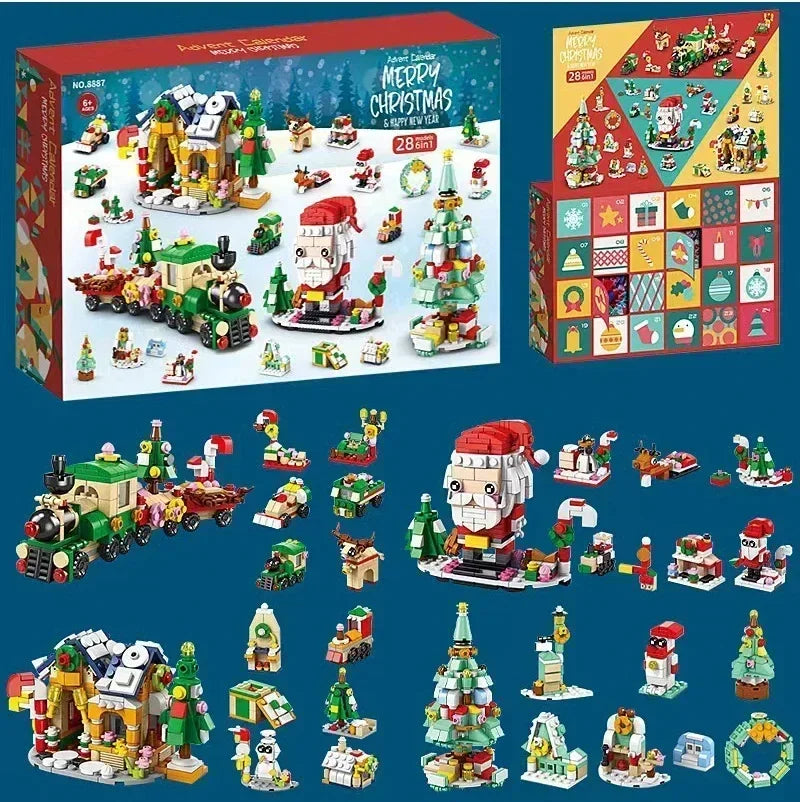 Calendrier de l'Avent de Noël Coffret cadeau Arbre de train de Noël pour enfants Boîte de calendrier de compte à rebours de 24 jours Cadeau de Noël de fête surprise