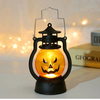 Lanterne à Citrouille LED pour Halloween, Lumière Fantôme, Bougie Rétro, Petite Lampe à Huile, Décoration de Maison, Accessoires d'Horreur
