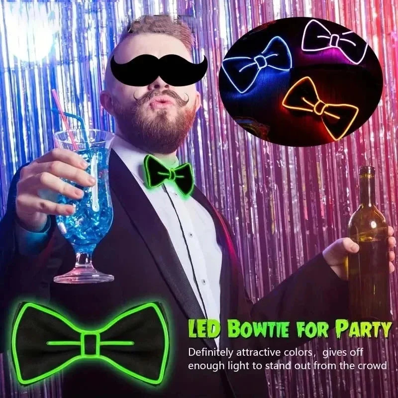 Noeud lumineux LED Shoous pour homme, fil EL lumineux, accessoire de vêtements de scène, décoration de fête au néon, Halloween et Noël, bar et club