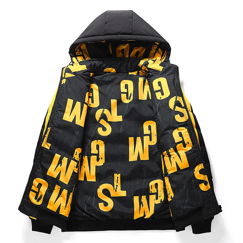 Double face vêtements d'extérieur hommes nouveau coton rembourré Parkas hommes automne hiver veste marque chaud confortable doudoune amovible chapeau