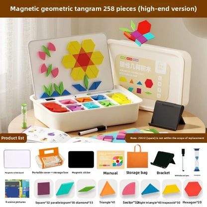 CPC CE Magnetic Tangram Puzzle Wooden Geometric Building Block Primary School Students 3-6 Years Old Children Educational Toys