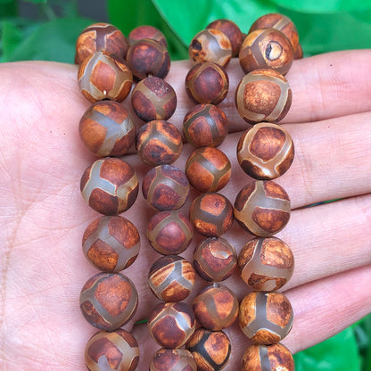 Perles rondes de football tibétaines en pierre naturelle d'agate DZI, 8mm 10mm, entretoise ample ronde pour la fabrication de bijoux, accessoires de bracelet à faire soi-même