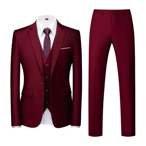 Costume vert clair pour Homme, 3 pièces (veste + pantalon + gilet), noir, gris, rouge, Terno Masculino, mode Slim, taille asiatique M-6XL