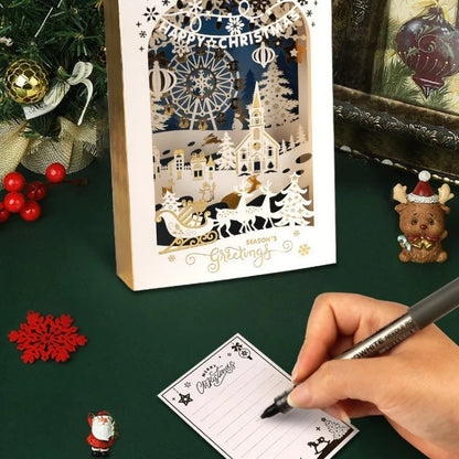 Carte de vœux de noël 3D, enveloppe de bénédiction, bricolage, cadeau de réveillon de noël, décoration d'élan, carte postale d'invitation de noël, fournitures de noël