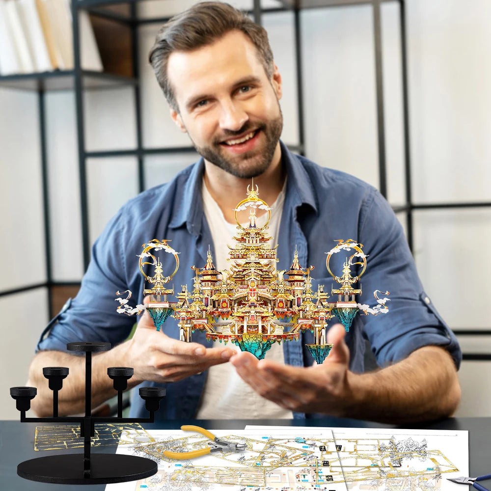 Piececool – Kits de construction de maquettes, puzzle 3D du palais Lingxiao, Kits de bricolage en métal pour adultes, jouet cadeau, décoration de la maison