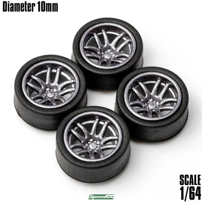 SpeedCG-Roues ABS 1/64 avec caoutchouc, pièces modifiées de type K, diamètre 10mm, pour modèle de voiture de course, véhicule jouet Hotwheels Tomica