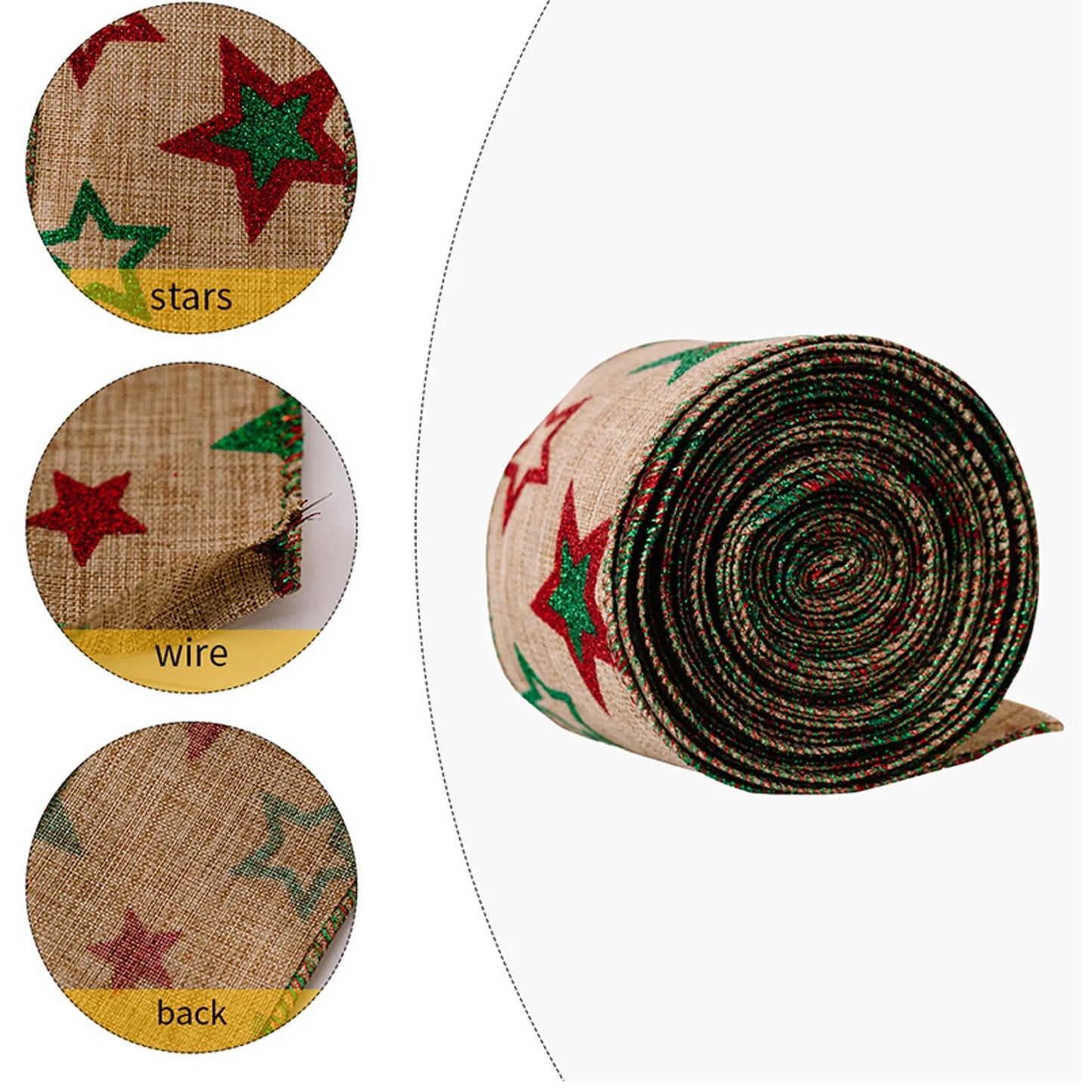 Ruban en Toile de Jute pour Décoration d'Arbre de Noël, Bricolage, Couronne, Nministériels ds, Artisanat, Emballage Cadeau, Fournitures de Nouvel An