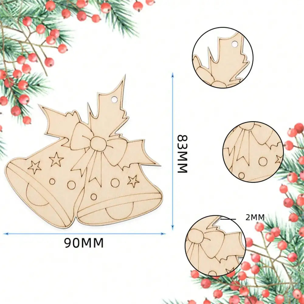 Ornements de confrontation d'arbre de Noël multi-styles, découpes artisanales en bois vierges pour la décoration d'intérieur de bricolage
