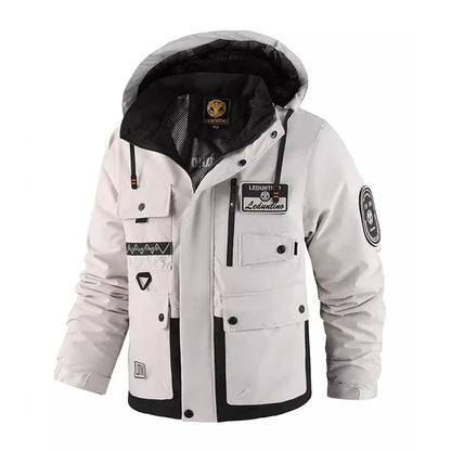 Parkas de ski de montagne pour hommes, coupe-vent thermique, veste à capuche, coton chaud, rembourré, mode randonnée, hiver