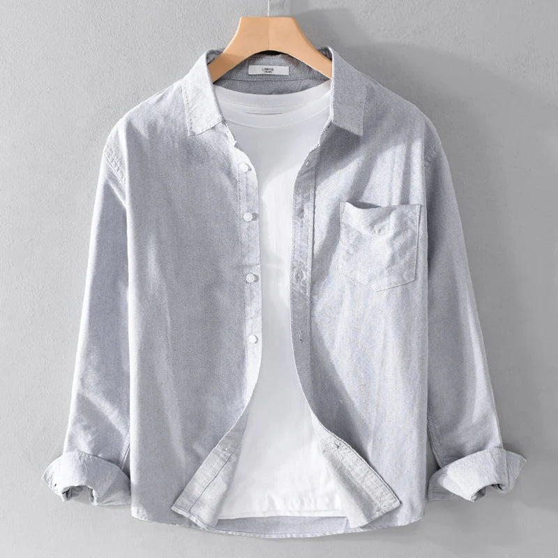 Ox Cloth irt hommes décontracté Long Sve couleur Pure été Busin décontracté polyvalent coupe ample jeunesse tendance anti-déversement
