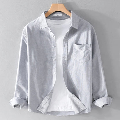 Ox Cloth irt hommes décontracté Long Sve couleur Pure été Busin décontracté polyvalent coupe ample jeunesse tendance anti-déversement