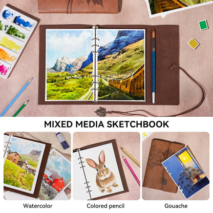 Ucks WISH-Carnet de croquis d'interconnexion, 100% coton, sans acide, journal d'interconnexion, papier d'interconnexion pour artistes, 20 feuilles, 9.25x6.3 pouces