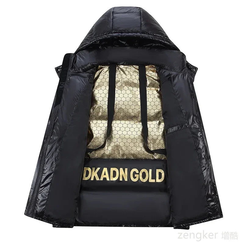 Hiver grande taille manteau hommes court épaissi chaud visage brillant grande taille noir or mode manteau décontracté 190kg 12xl vestes pour hommes