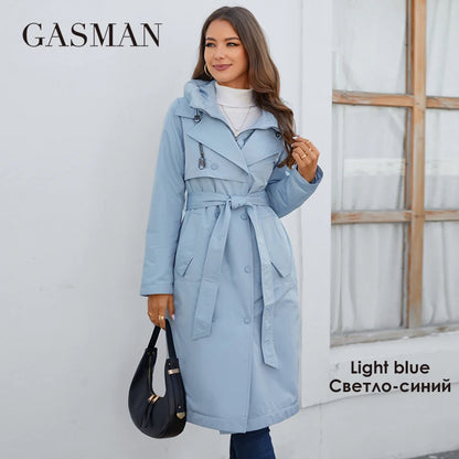 GASMAN – doudoune longue en coton fin pour femme, 2023