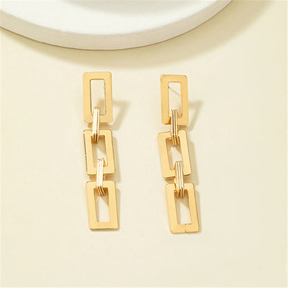 Boucles d'oreilles longues en métal pour femmes, Vintage, creux doré, géométrique, rectangulaire,