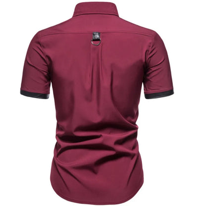 Chemise à Manches Courtes pour Homme, Streetwear, Style Gothique, Slim, Punk, Rivet, Haute Qualité, Printemps Été, Noir, Rouge, #4719