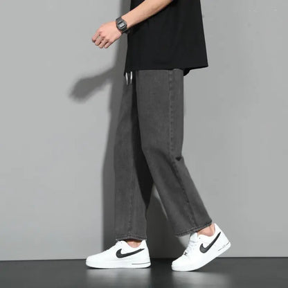 Jean de dehors Coréen pour Homme, Pantalon Droit Décontracté, Couleur Unie, Taille artificiel astique, Proximité, Poches Wstring, Polyvalent, Jambes Larges