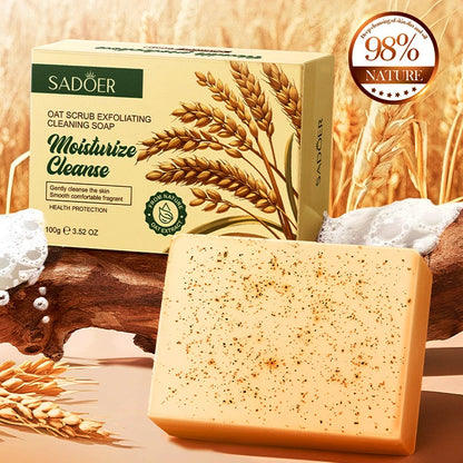 Savon de nettoyage exfoliant naturel à l'avoine biologique, fait à la main, pour le corps et le visage, nettoyage en profondeur, éclaircit la peau tendre, rétrécit les Pores