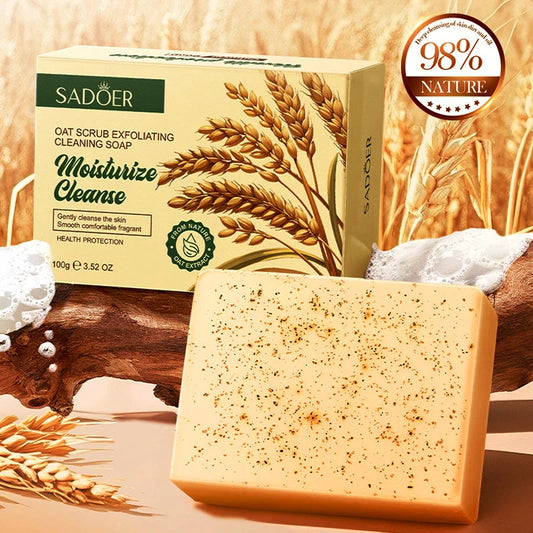 Savon de nettoyage exfoliant naturel à l'avoine biologique, fait à la main, pour le corps et le visage, nettoyage en profondeur, éclaircit la peau tendre, rétrécit les Pores