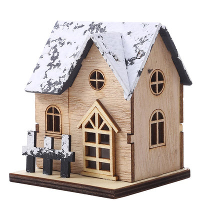 Maison en Bois avec Lumière LED, Cabine Shoous, Décorations de Joyeux Noël pour la Maison, Ornements d'Arbre de Noël, Cadeaux pour Enfants, Nouvel An, DIY