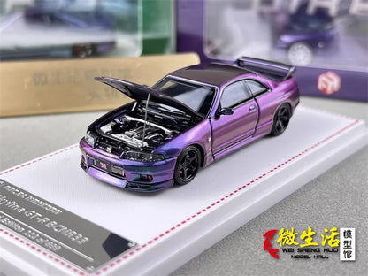 Stock 1:64 GTR R33 400R Skyline R32 R35 modèle de voiture moulée sous pression en alliage, jouet pour adolescents, à collectionner, cadeau d'anniversaire pour enfants.