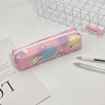 Sac à crayons dégradé licorne de rêve, 1 pièce, mignon, dessin animé, Oxford, papeterie Portable pour filles, lunettes, pochette cosmétique, fournitures scolaires Kawaii