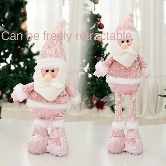 Poupée rétractable sur pied de noël, père noël, bonhomme de neige, décoration de noël, vitrine, décoration de maison, literie, cadeaux