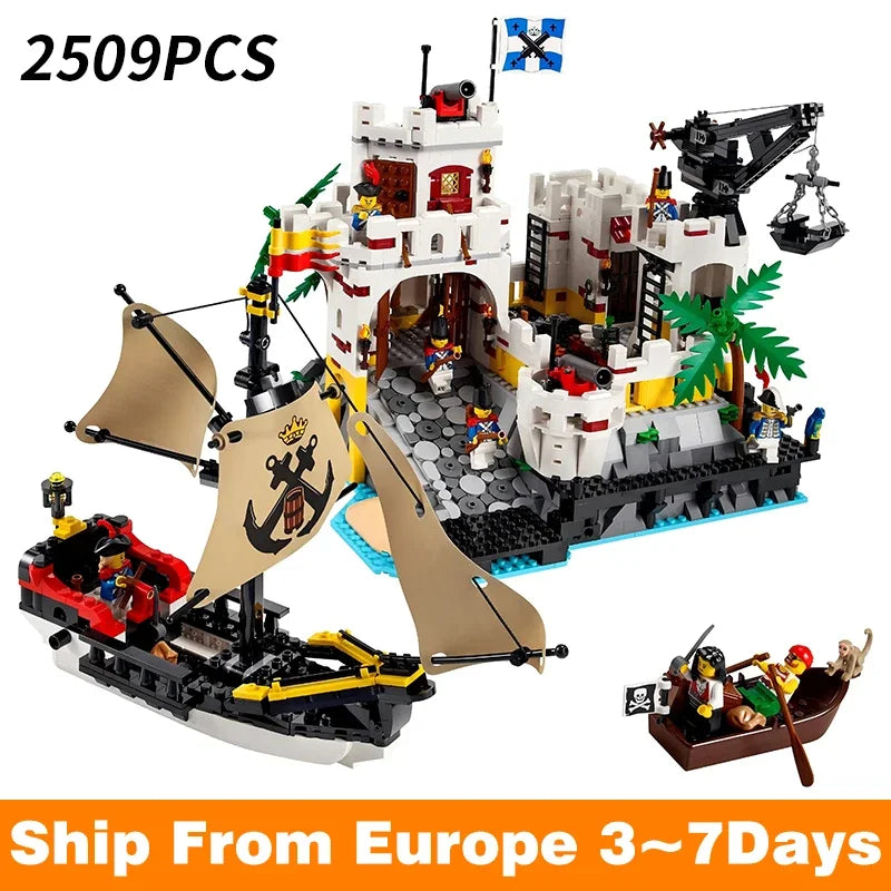 Décennie s de construction modulaires de la série Pirates médiévaux, briques de bricolage, réfrigérant Eldorado, baie de Barracuda, cadeaux jouets, 7,5, 2509 pièces, 10320