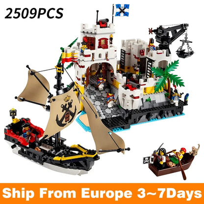 Décennie s de construction modulaires de la série Pirates médiévaux, briques de bricolage, réfrigérant Eldorado, baie de Barracuda, cadeaux jouets, 7,5, 2509 pièces, 10320