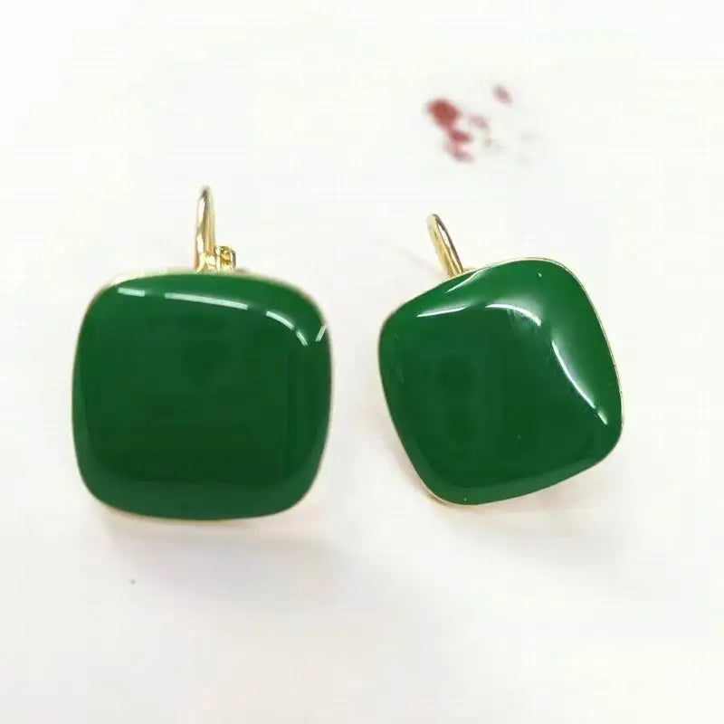 Boucles d'oreilles carrées en émail vintage pour femmes, bijoux géométriques, mode, nouveau, hiver