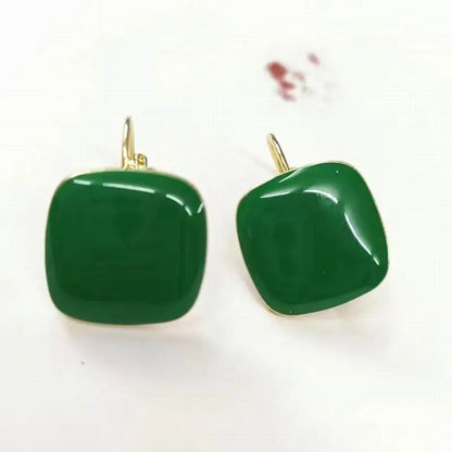 Boucles d'oreilles carrées en émail vintage pour femmes, bijoux géométriques, mode, nouveau, hiver