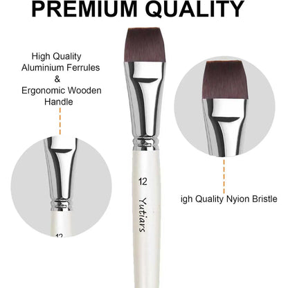 Ensemble de pinceaux de peinture d'artiste professionnel, manche blanc, poils en Nylon, pinceaux plats et coudés pour la peinture du visage, aquarelle, 10 pièces
