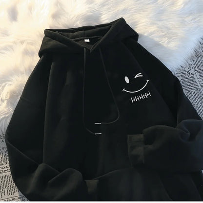 Femmes souriant visage drôle mode Couple pull à capuche américain lourd ample épaissi cachemire sweat à capuche pour garçon pull haut